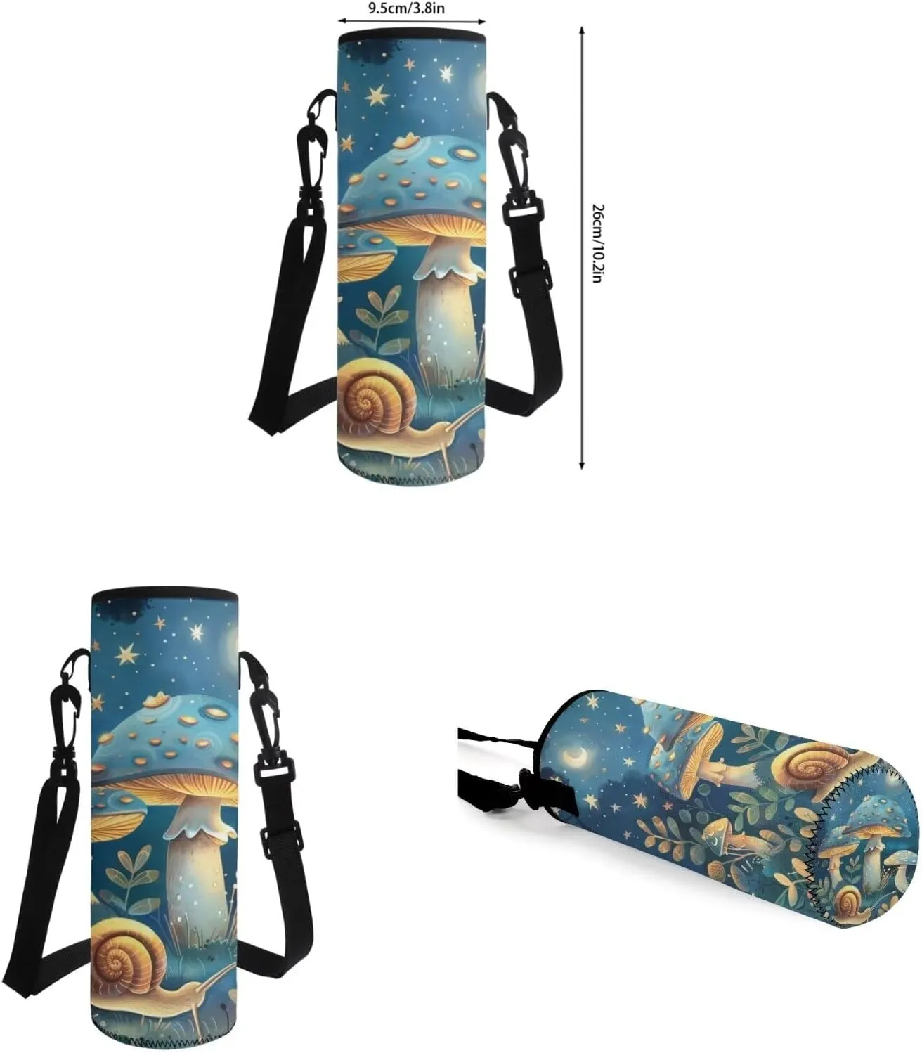 Flashideas Blue Mushroom Kids Backpack Set 4Pcs with Lunch Box Pencil Case and Water Bottle Case Cover Toddler Bookbag Kids Backpack for Girls Cute Book Bag Kindergarten Elementary Kids Backpack