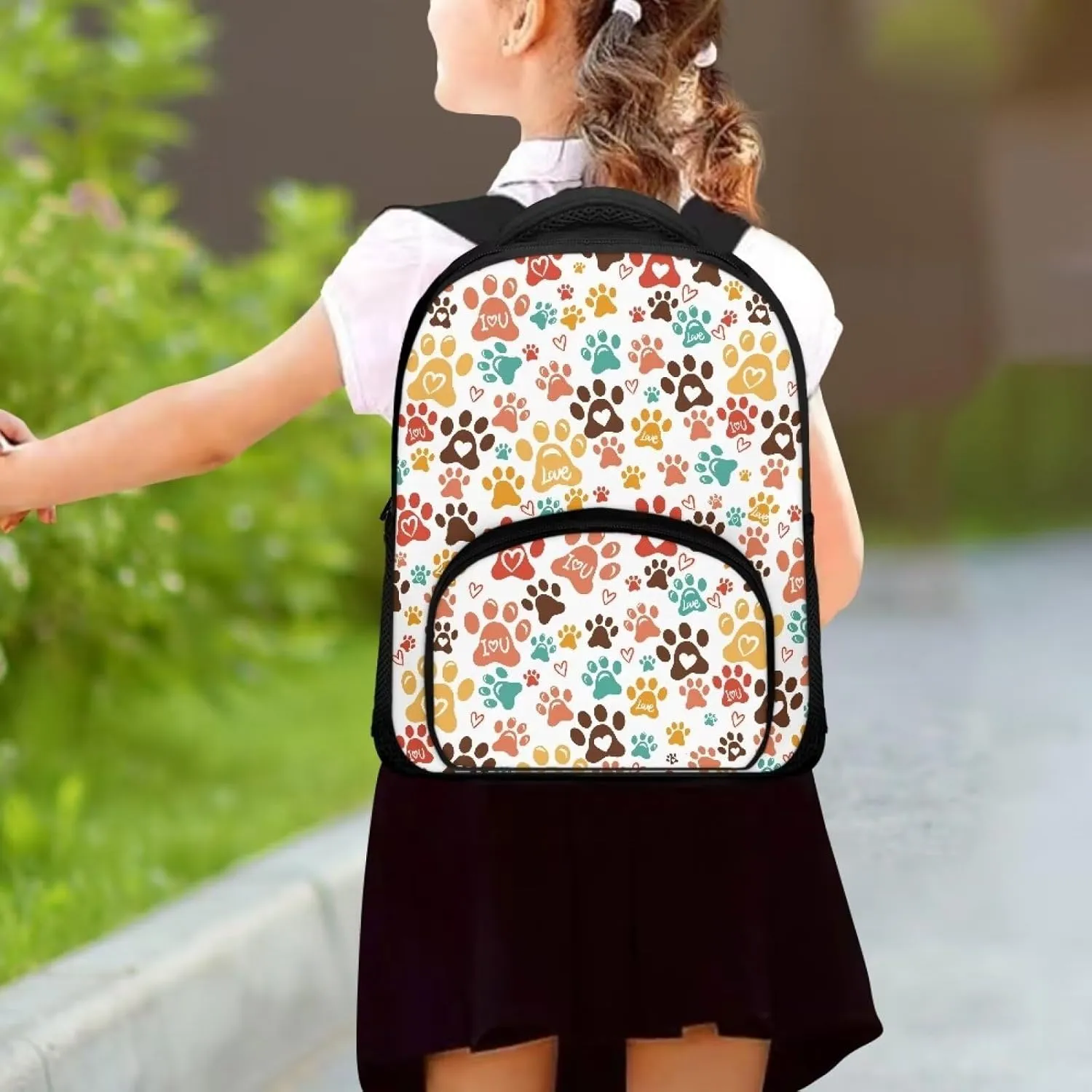 Flashideas Colorful Dog Paw Prints Backpack School Backpack for Boys Middle School and Elementary Bookbag Lightweight Casual Daypacks Kindergarten Elementary School Boys and Girls
