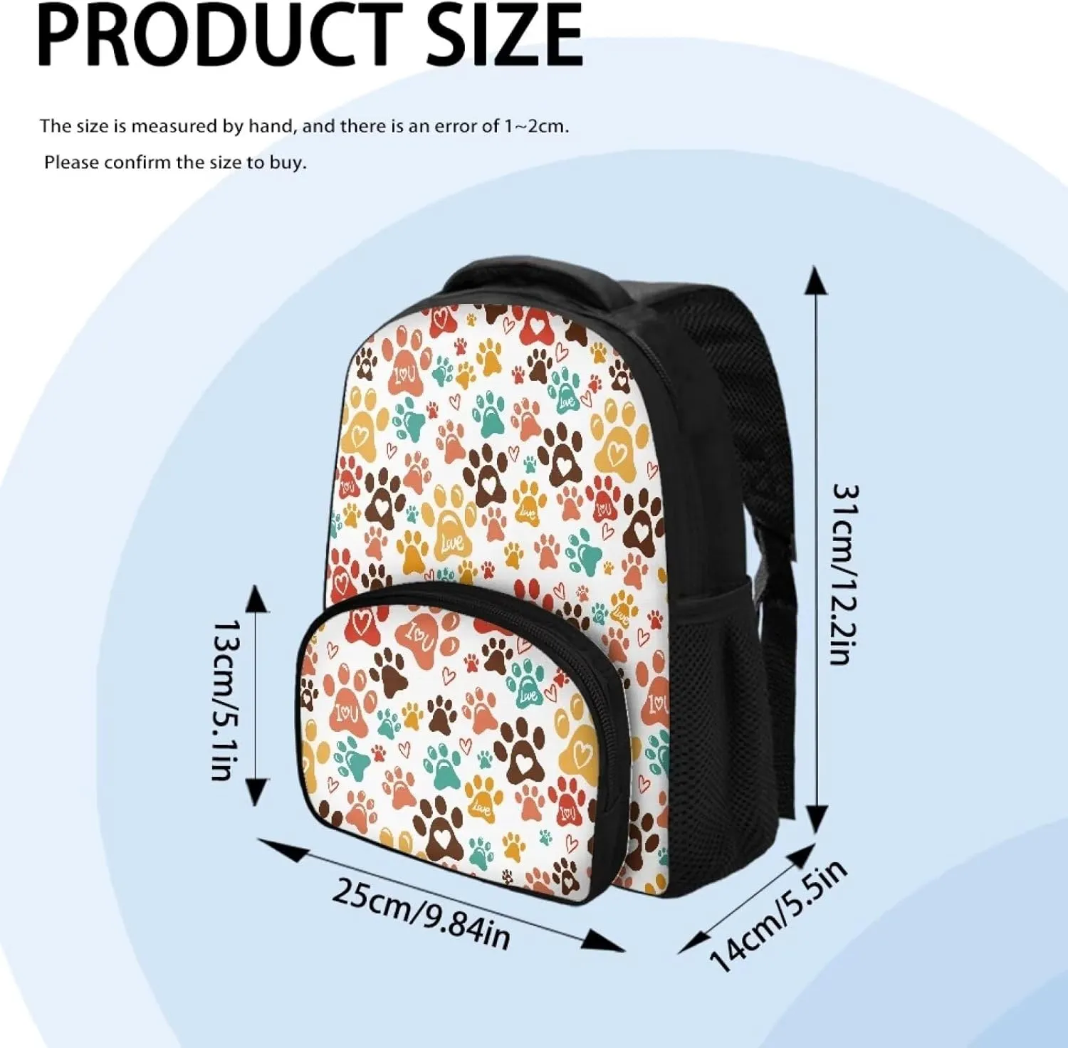 Flashideas Colorful Dog Paw Prints Backpack School Backpack for Boys Middle School and Elementary Bookbag Lightweight Casual Daypacks Kindergarten Elementary School Boys and Girls
