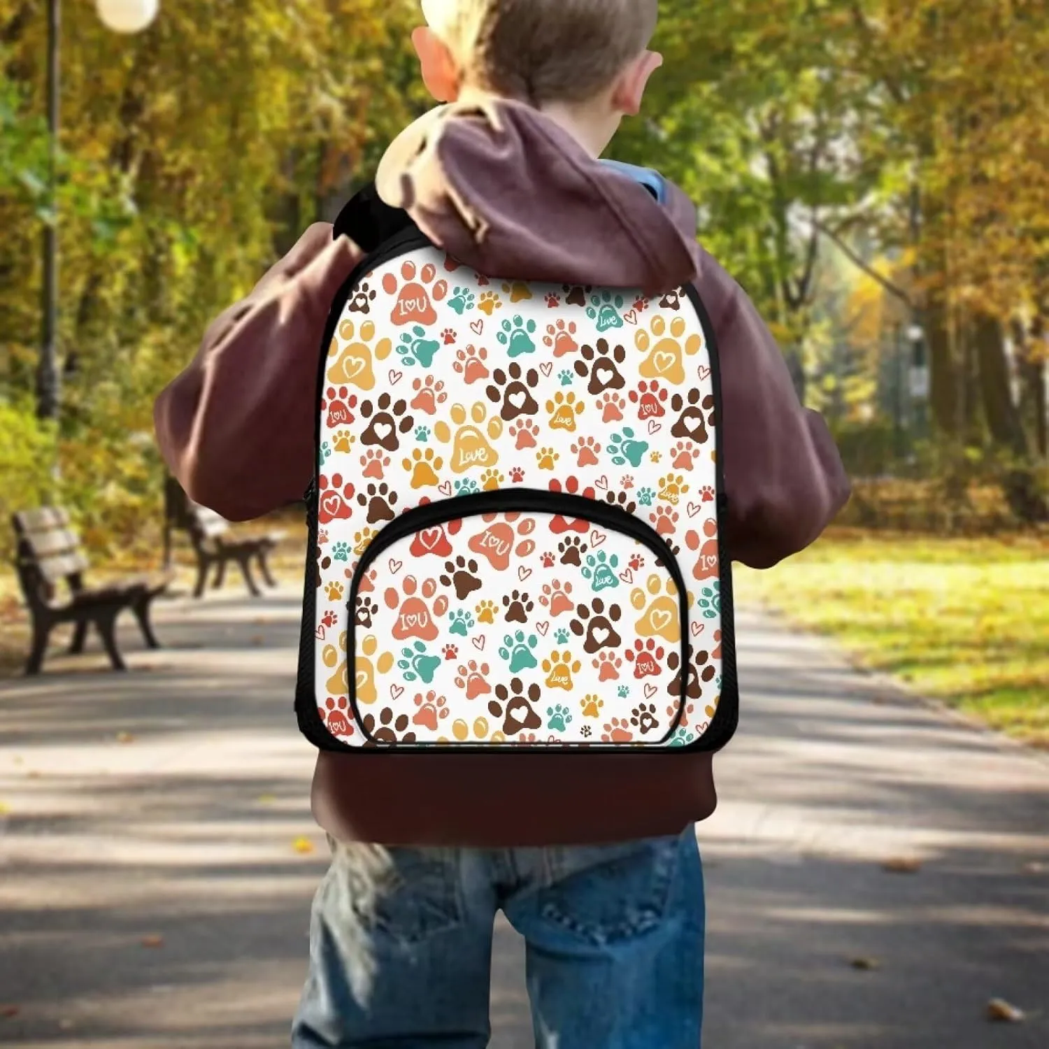 Flashideas Colorful Dog Paw Prints Backpack School Backpack for Boys Middle School and Elementary Bookbag Lightweight Casual Daypacks Kindergarten Elementary School Boys and Girls