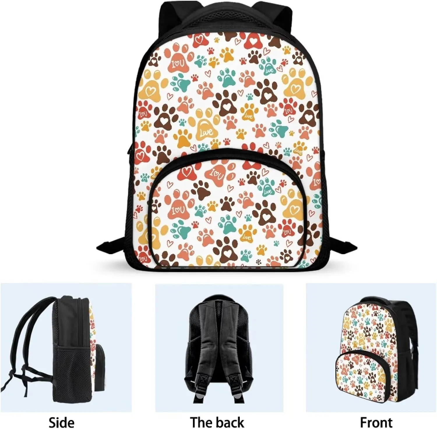 Flashideas Colorful Dog Paw Prints Backpack School Backpack for Boys Middle School and Elementary Bookbag Lightweight Casual Daypacks Kindergarten Elementary School Boys and Girls