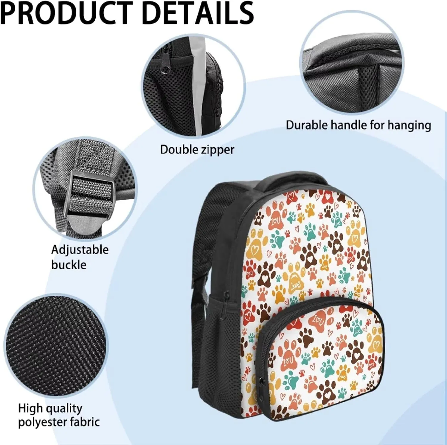 Flashideas Colorful Dog Paw Prints Backpack School Backpack for Boys Middle School and Elementary Bookbag Lightweight Casual Daypacks Kindergarten Elementary School Boys and Girls