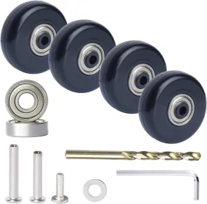 FLIHONST45mm High Spring Precision Groove Bearing Relpacement Luggage Wheel，Suitcase Wheels Replacements Set of 4, Pu Repair Rubber Caster Travel trolley bags Swivel Wheels Kit