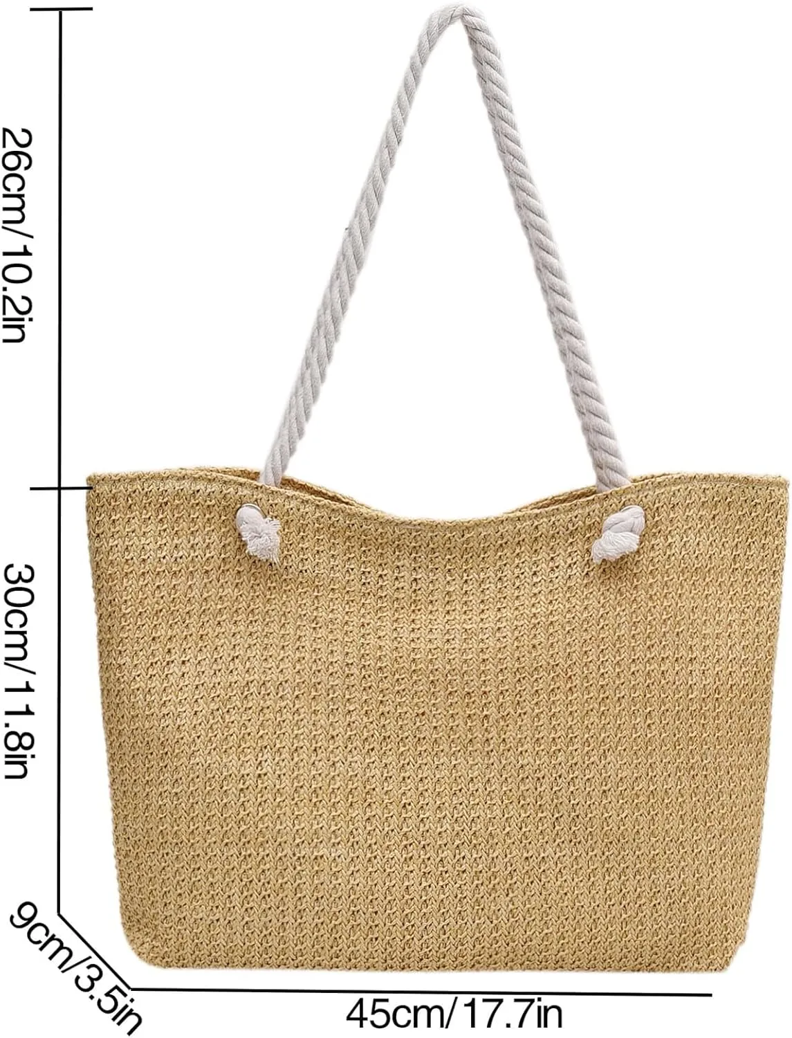 Floerns Women's Straw Weave Beach Tote Bag Double Handle Travel Shoulder Bag