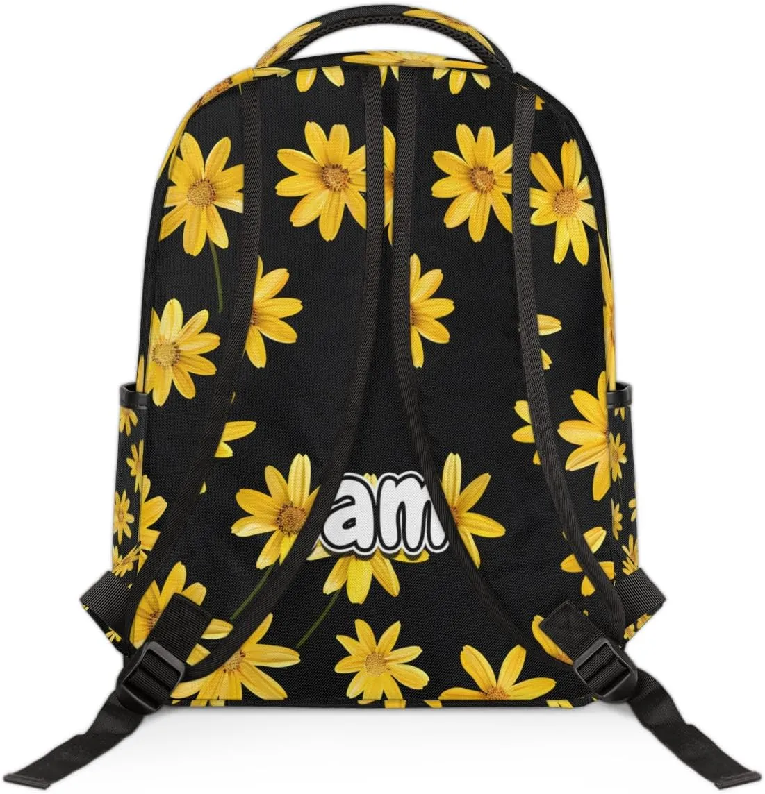 Floral Daisy Personalized Laptop Backpack with Name Custom Shoulder Bags for Women Men Waterproof Travel Casual Daypack Laptop Bag Gifts 16.1in