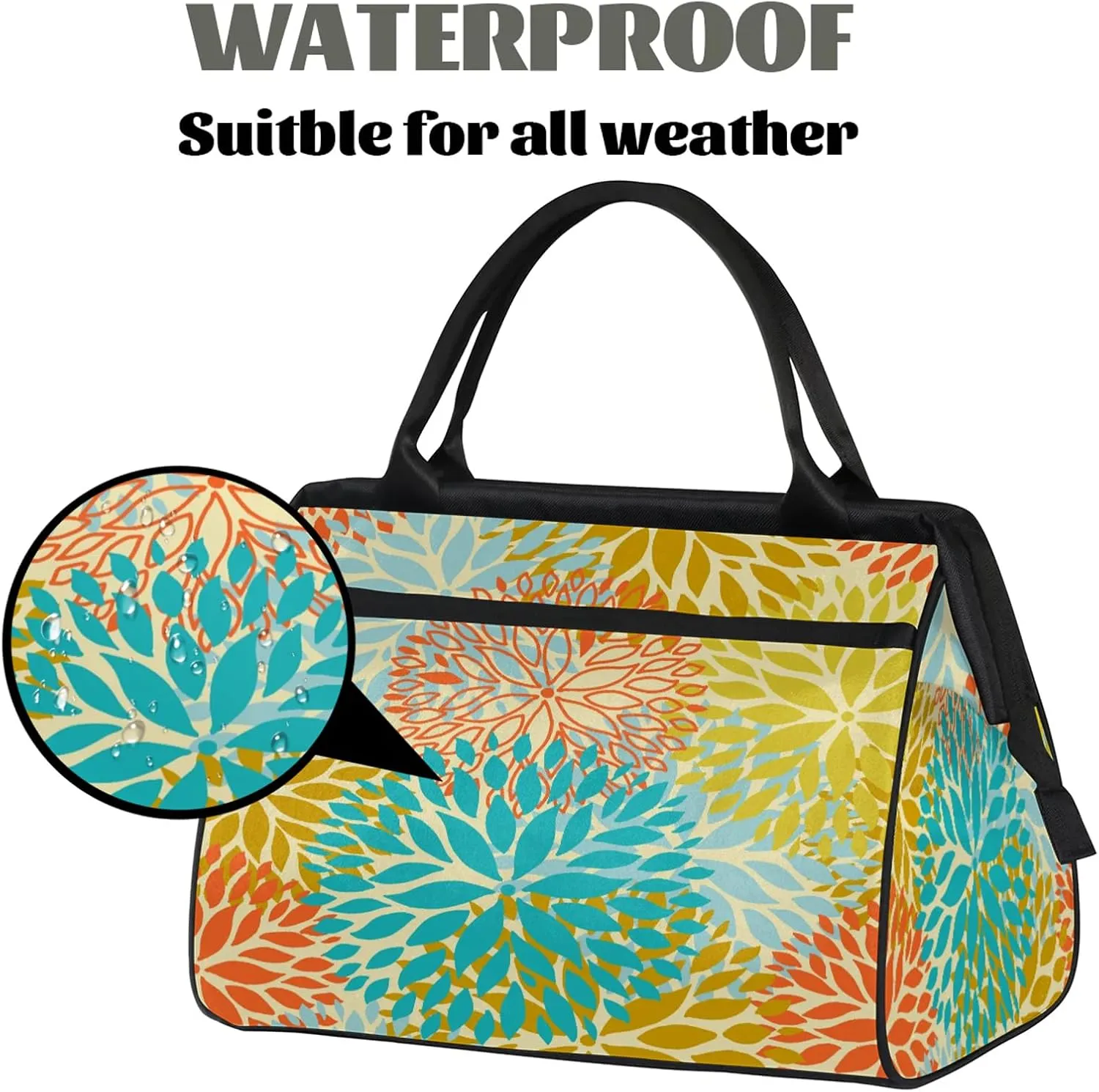 Flower Colorful Abstract Large Travel Duffel Bag Gym Tote Bag for Women Men Waterproof Weekend Overnight Bag Carry On Tote Luggage with Pocket Personal Item Bags Sports Bag fit Travel Sports Gym Yoga