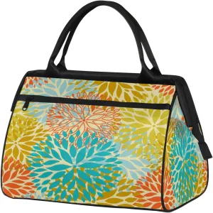 Flower Colorful Abstract Large Travel Duffel Bag Gym Tote Bag for Women Men Waterproof Weekend Overnight Bag Carry On Tote Luggage with Pocket Personal Item Bags Sports Bag fit Travel Sports Gym Yoga