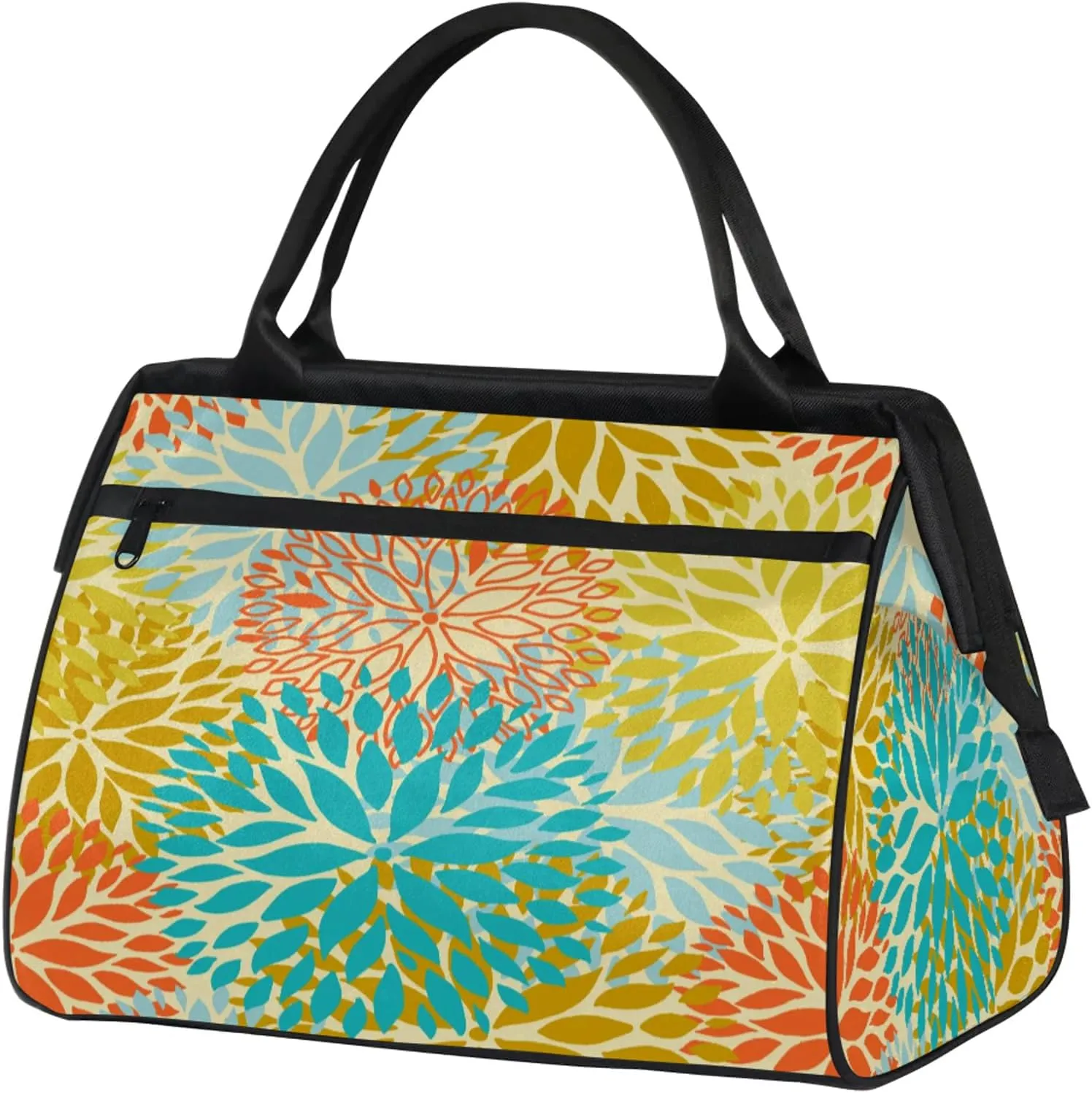 Flower Colorful Abstract Large Travel Duffel Bag Gym Tote Bag for Women Men Waterproof Weekend Overnight Bag Carry On Tote Luggage with Pocket Personal Item Bags Sports Bag fit Travel Sports Gym Yoga