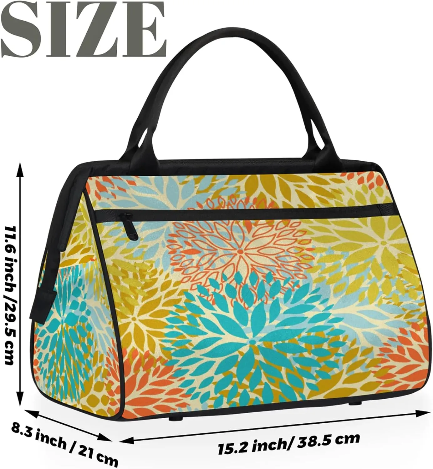 Flower Colorful Abstract Large Travel Duffel Bag Gym Tote Bag for Women Men Waterproof Weekend Overnight Bag Carry On Tote Luggage with Pocket Personal Item Bags Sports Bag fit Travel Sports Gym Yoga