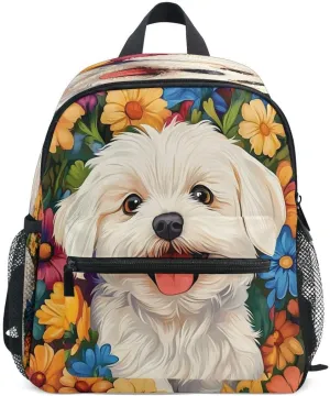 Flower Dog Toddlers Backpack Kid's School Bag Preschool Nursery Travel Bag