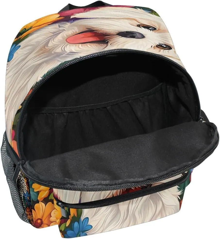 Flower Dog Toddlers Backpack Kid's School Bag Preschool Nursery Travel Bag