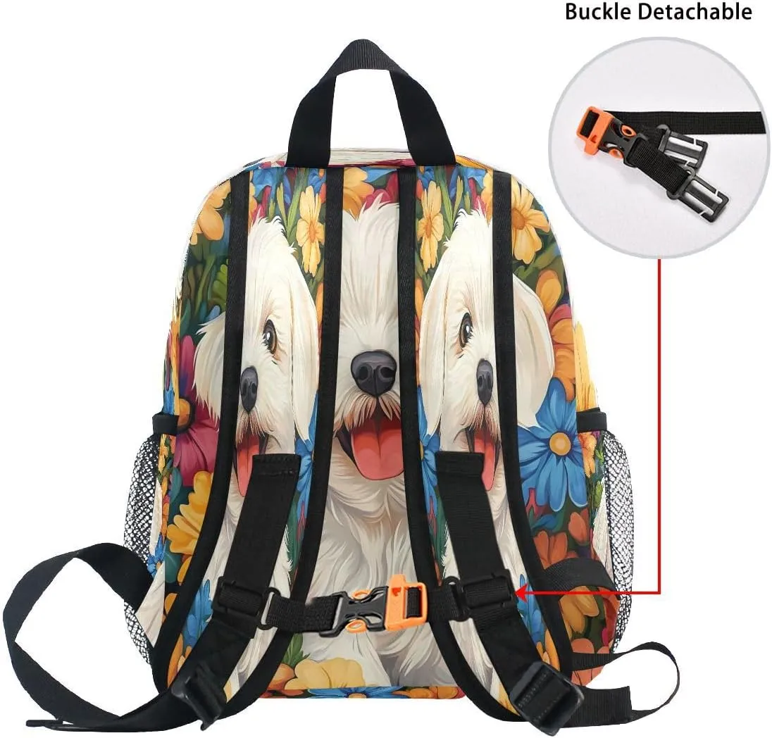 Flower Dog Toddlers Backpack Kid's School Bag Preschool Nursery Travel Bag