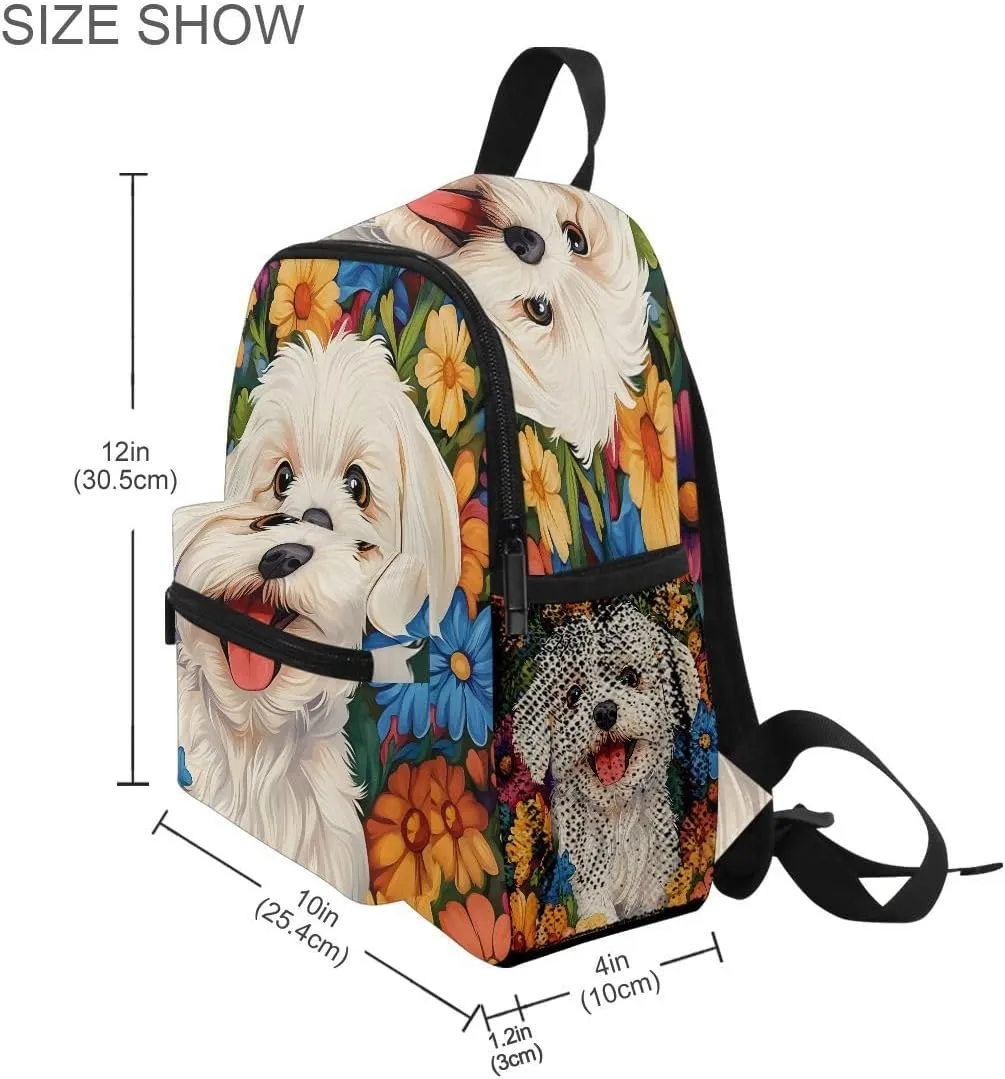 Flower Dog Toddlers Backpack Kid's School Bag Preschool Nursery Travel Bag