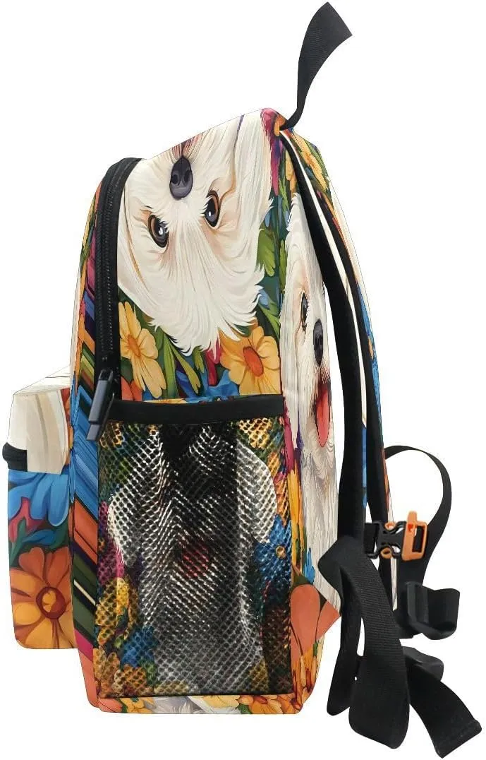 Flower Dog Toddlers Backpack Kid's School Bag Preschool Nursery Travel Bag