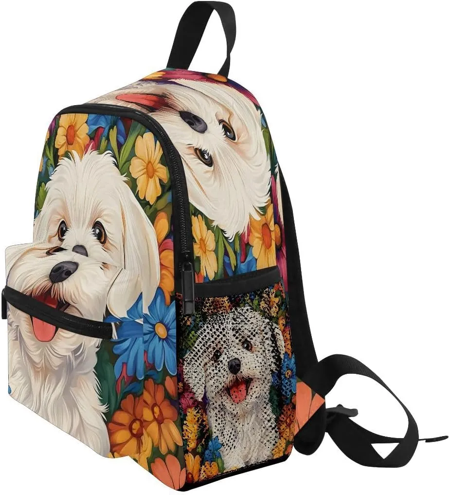 Flower Dog Toddlers Backpack Kid's School Bag Preschool Nursery Travel Bag