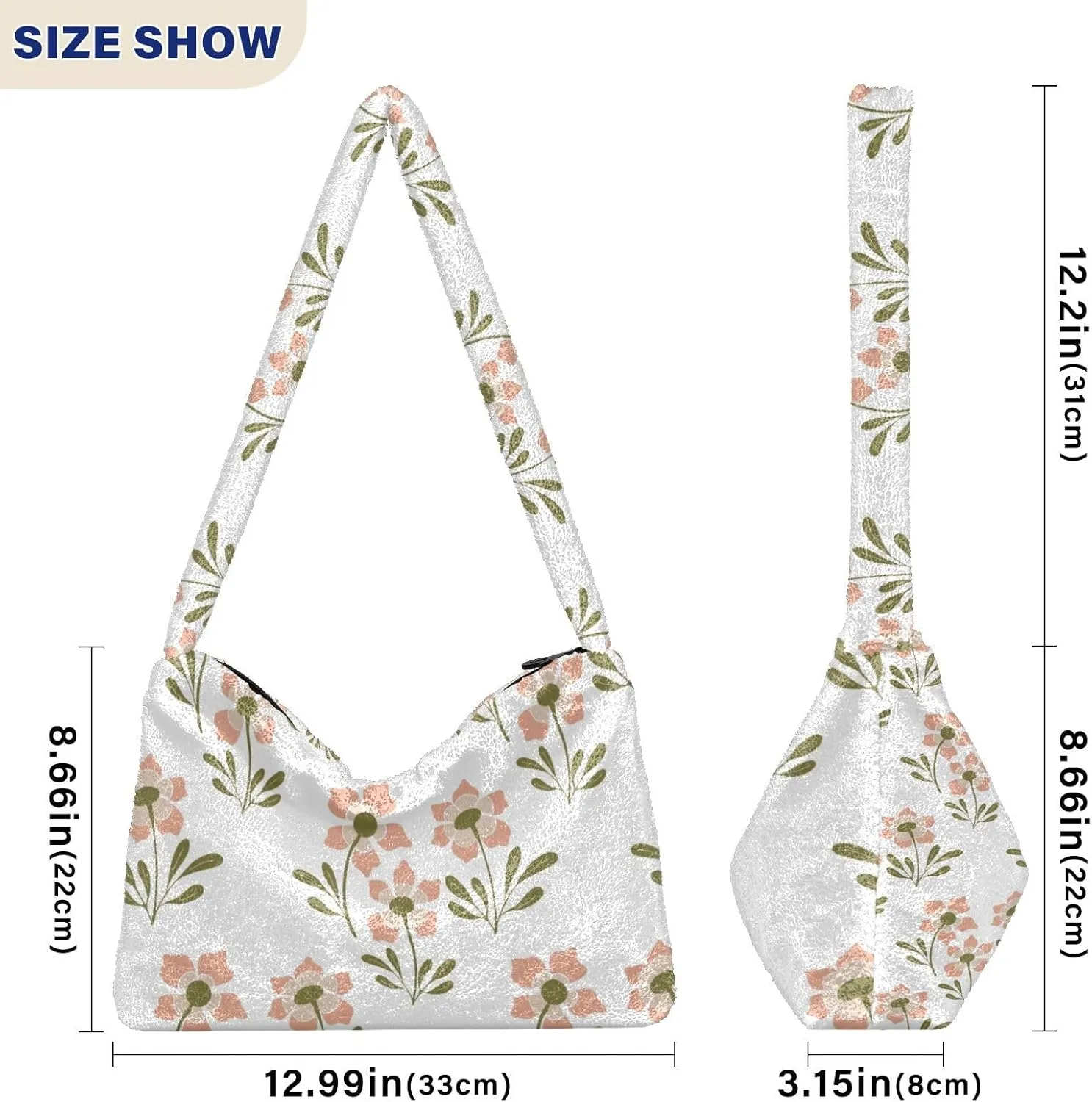 Flower Fluffy Furry Tote Bag Shoulder Bag Women Shoulder Handbag Purse for Autumn and Winter Multicolor 1