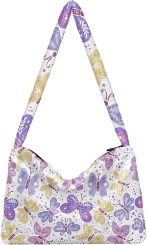Flower Fluffy Furry Tote Bag Shoulder Bag Women Shoulder Handbag Purse for Autumn and Winter Multicolor 1