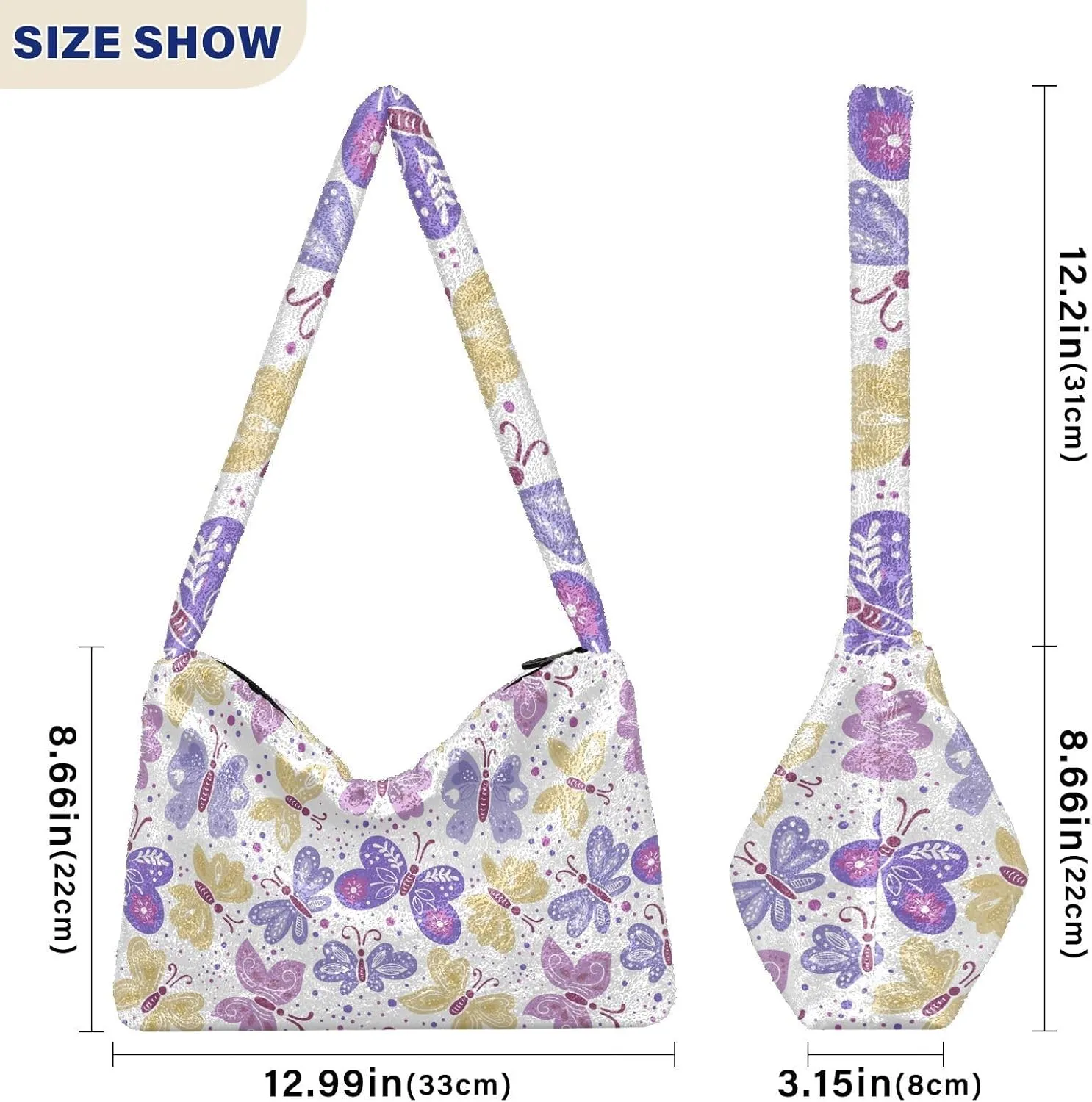 Flower Fluffy Furry Tote Bag Shoulder Bag Women Shoulder Handbag Purse for Autumn and Winter Multicolor 1