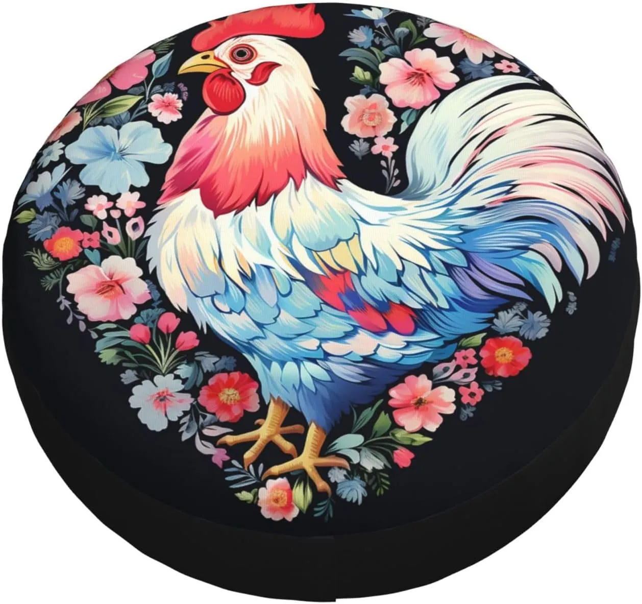 Flower Heart Chicken Tire Cover Outdoor Waterproof Snow Sun Rain Wheel Cover Portable Wheel Bags Camper Spare Tire Cover Universal Car Tire Protectors for Trailer RV SUV