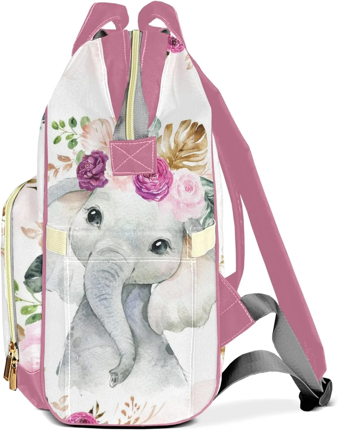 Flowers Elephant Diaper Bags Backpack Customized Baby Bag Nursing Nappy Bag Travel Tote Gifts for Women