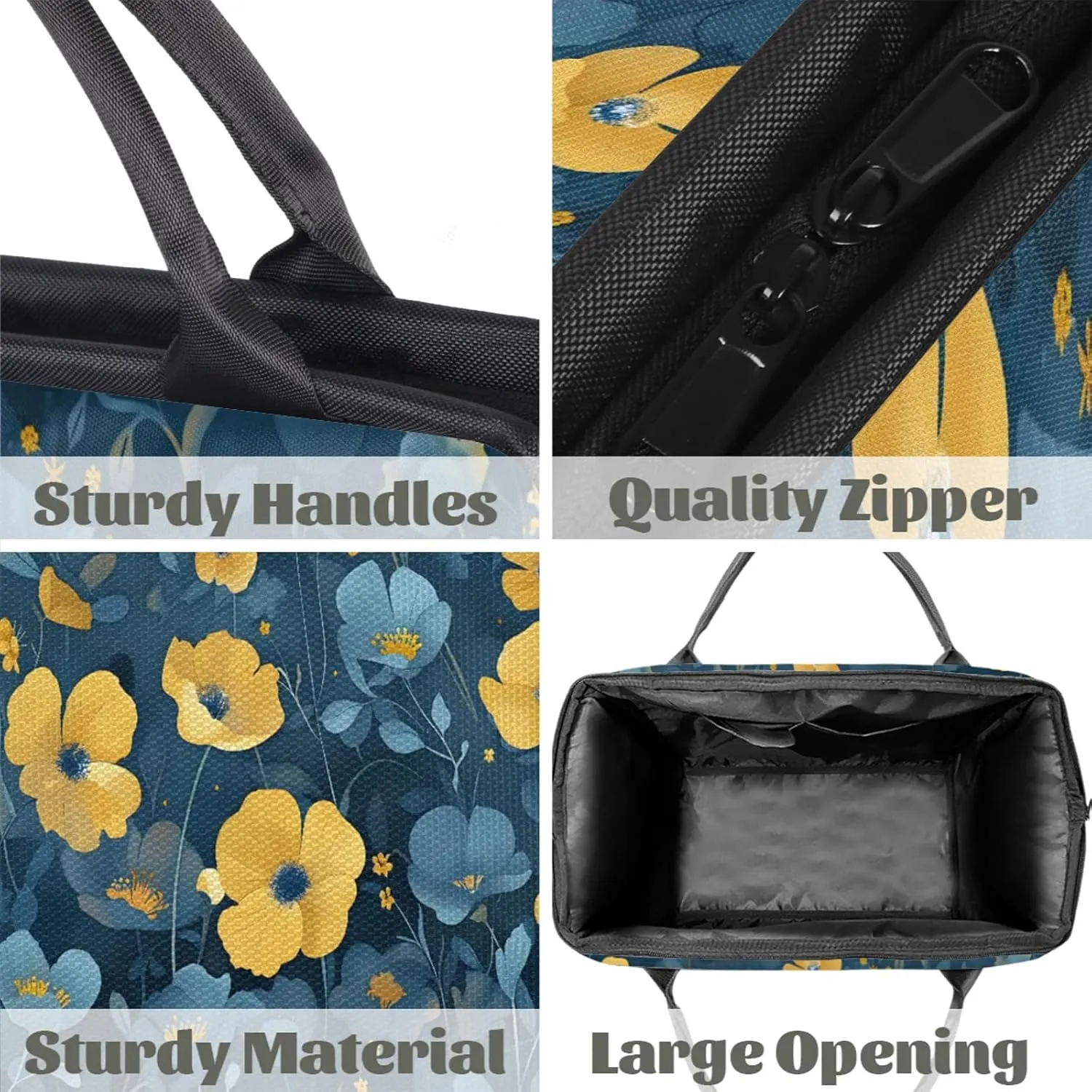 Flowers Yellow Art Large Travel Duffel Bag Gym Tote Bag for Women Men Waterproof Weekend Overnight Bag Carry On Tote Luggage with Pocket Personal Item Bags Sports Bag fit Travel Sports Gym Yoga