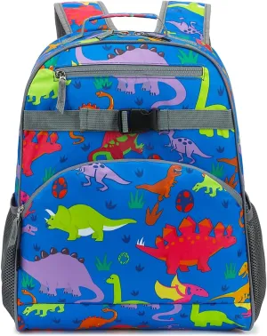 FlowFly Kids Backpack for Toddler Boys Girls, Simple Lightweight Bookbag for Daycare Kindergarten Elementary School Travel, Small Modern Bag (Large), Dinosaur