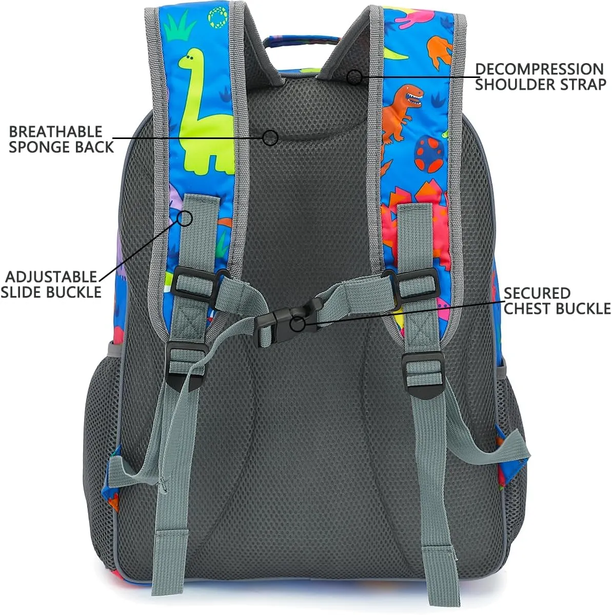 FlowFly Kids Backpack for Toddler Boys Girls, Simple Lightweight Bookbag for Daycare Kindergarten Elementary School Travel, Small Modern Bag (Large), Dinosaur