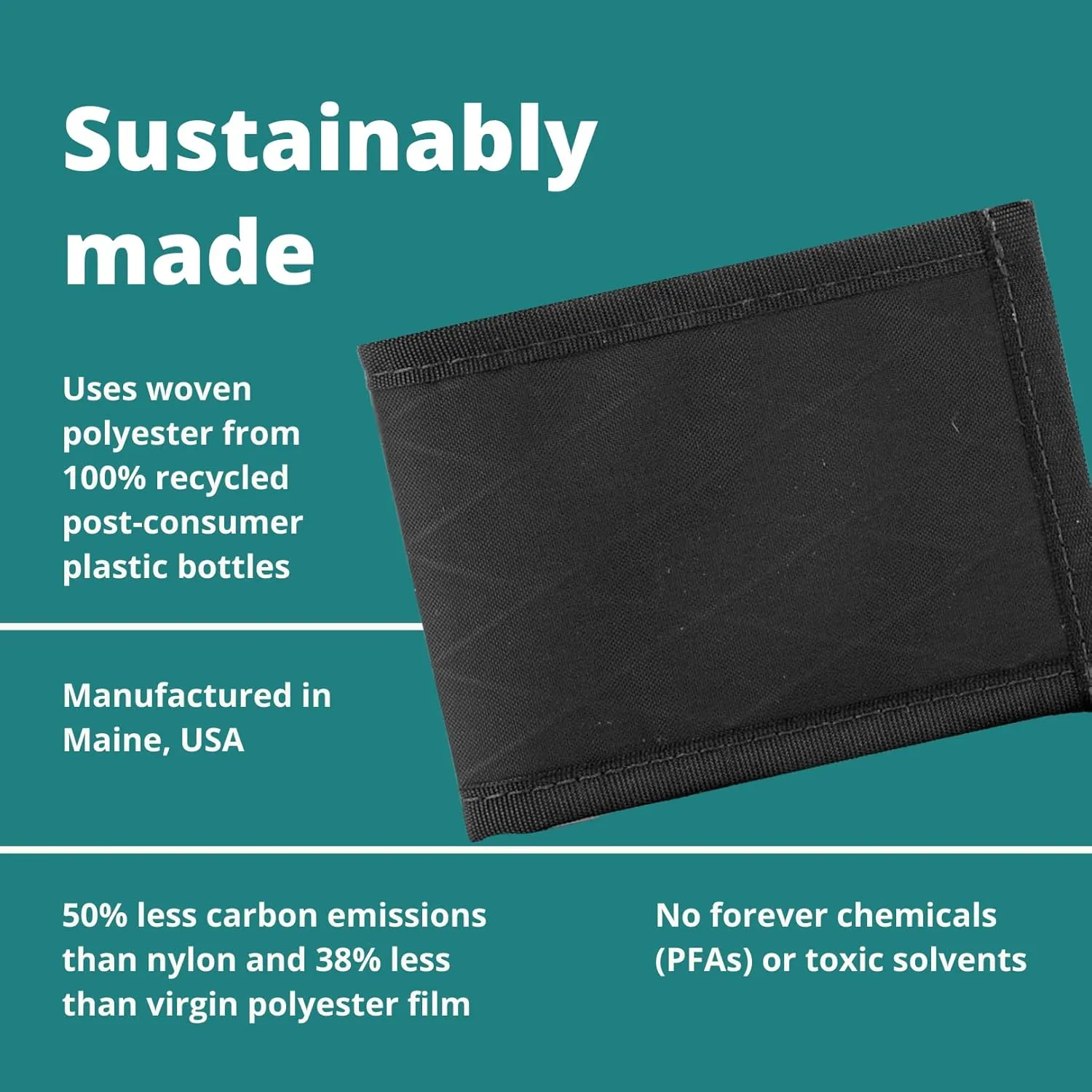 Flowfold Recycled Wallets - Vanguard Bifold, Front Pocket, Slim Minimalist Wallets Made in USA (Black, Recycled Material)
