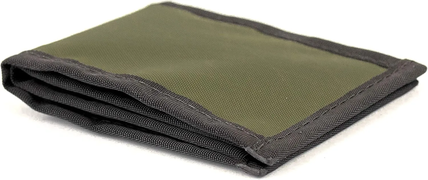 Flowfold Recycled Wallets - Vanguard Bifold Wallet, Front Pocket Wallet, Slim Minimalist Wallet Made in USA (Olive Green, Recycled Material)