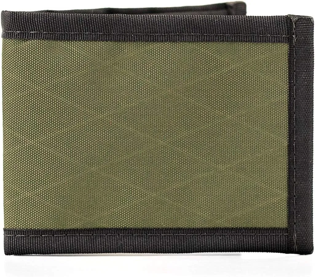 Flowfold Recycled Wallets - Vanguard Bifold Wallet, Front Pocket Wallet, Slim Minimalist Wallet Made in USA (Olive Green, Recycled Material)