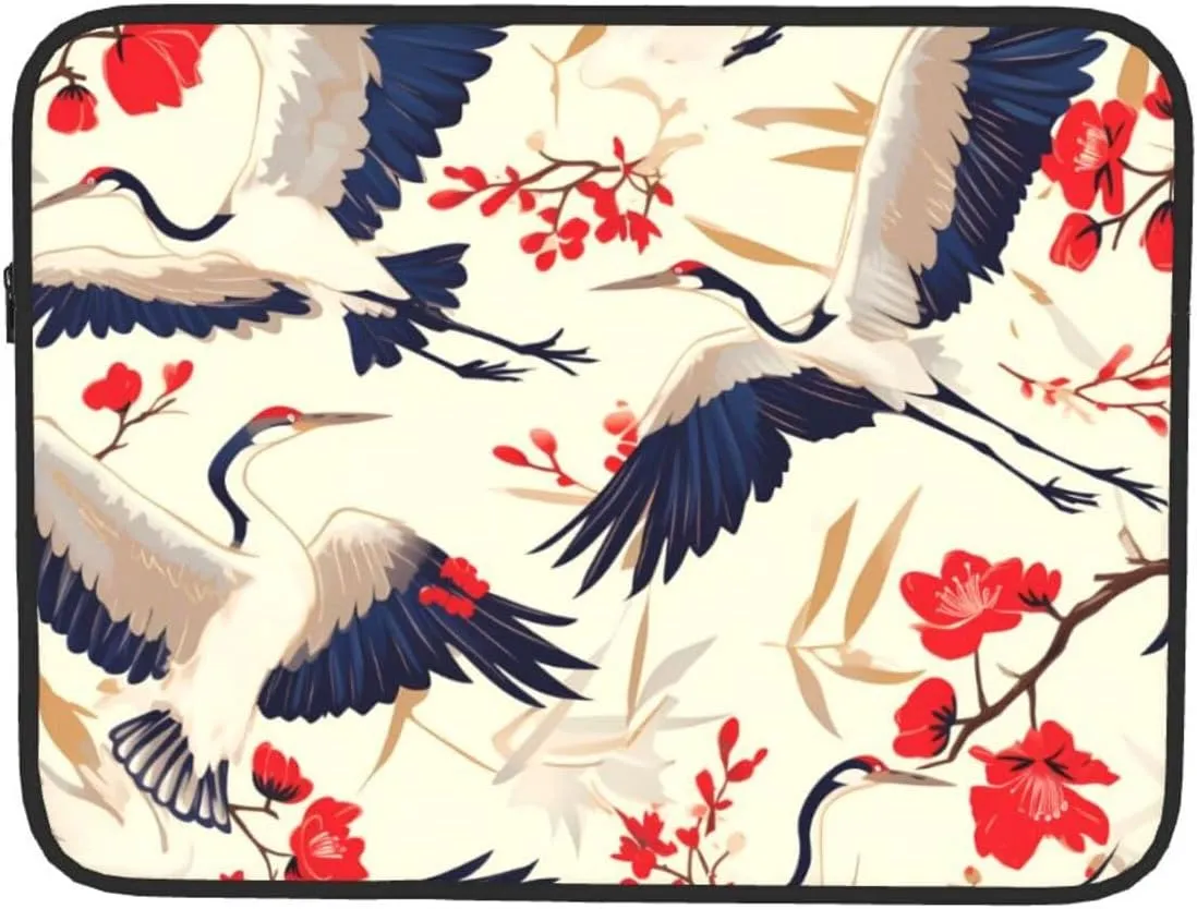 Flying Birds Crane Heron Prints Shockproof Portable Laptop Sleeve Bag 17 inch for Men and Women Business Travel, Office Daily Use
