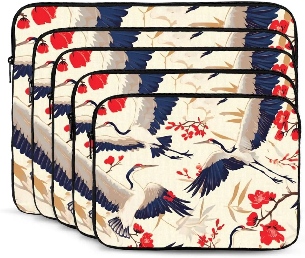 Flying Birds Crane Heron Prints Shockproof Portable Laptop Sleeve Bag 17 inch for Men and Women Business Travel, Office Daily Use