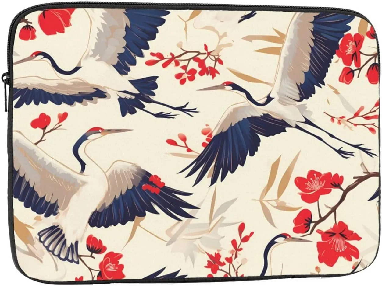 Flying Birds Crane Heron Prints Shockproof Portable Laptop Sleeve Bag 17 inch for Men and Women Business Travel, Office Daily Use