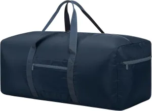Foldable Duffle Bag for Travel - 75L Large Spare Travel Duffel Bag Lightweight with Trolley Sleeve - Navy