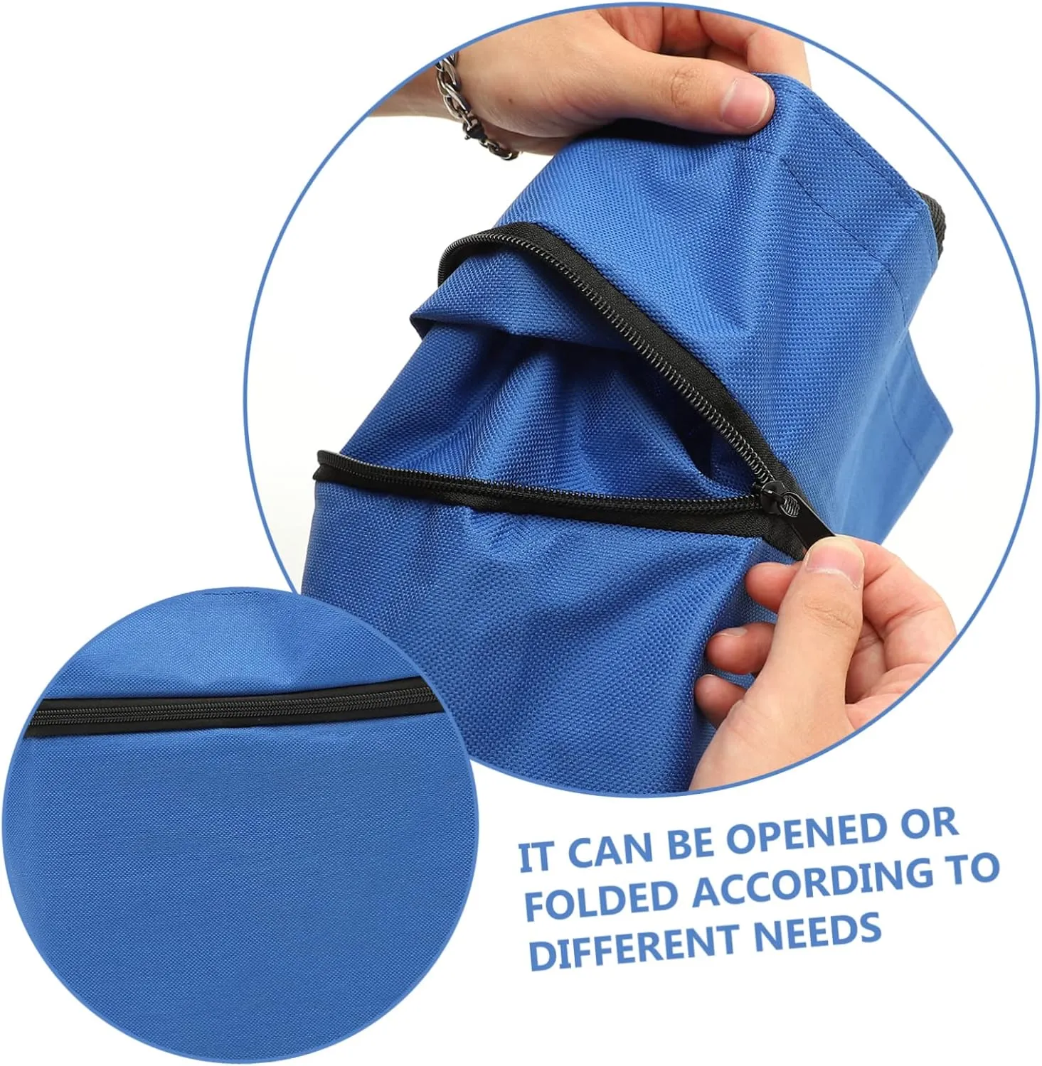 Foldable Grocery Tote Bag Wheels Collapsible Trolley Bag Large Laundry Bag Wheels and Comfortable Handles Blue