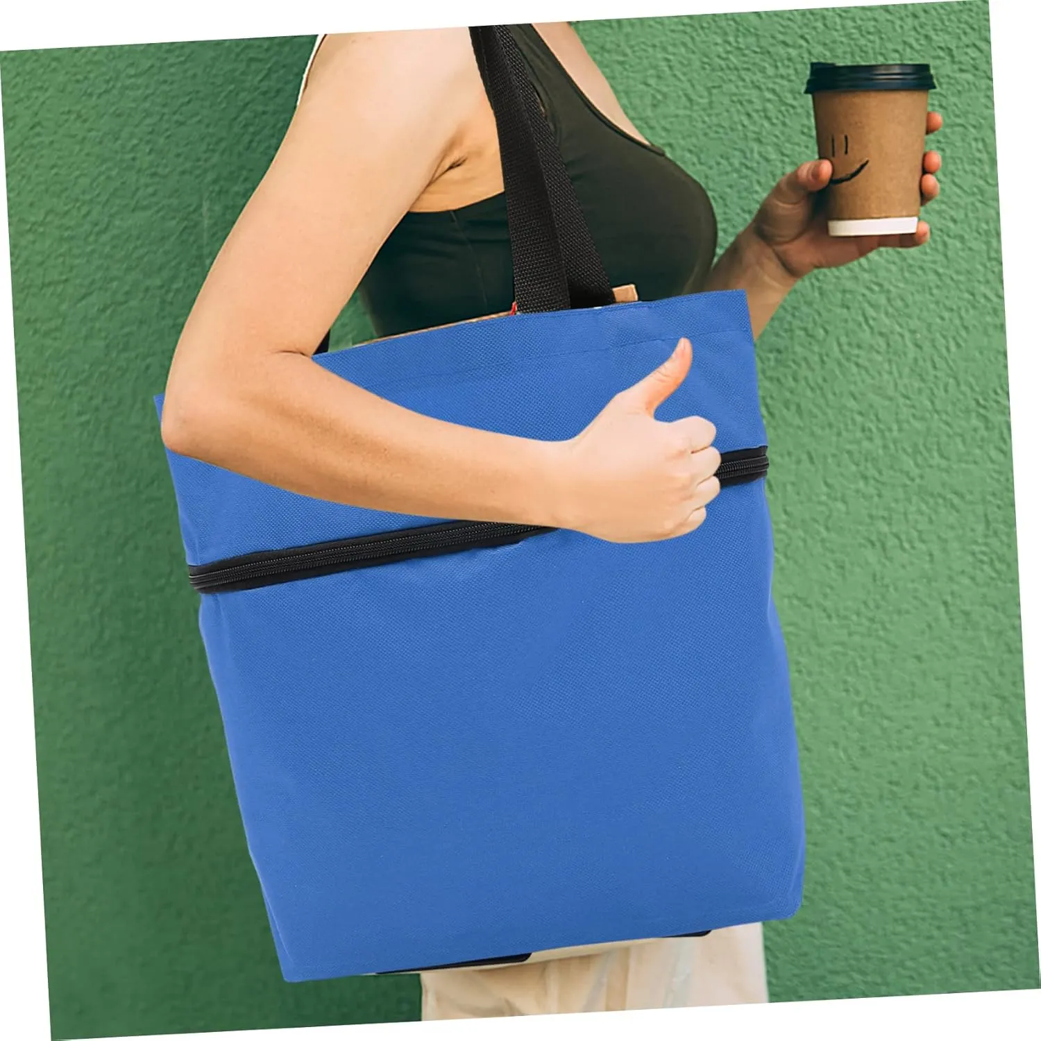 Foldable Grocery Tote Bag Wheels Collapsible Trolley Bag Large Laundry Bag Wheels and Comfortable Handles Blue