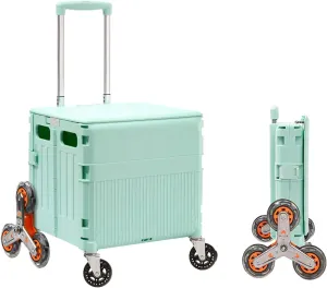 Folding Boot Cart Portable Stair Climbing Trolley, Folding Crate with Magnetic Lid, Heavy-Duty Vehicles, Travel, Shopping, Utility Vehicles