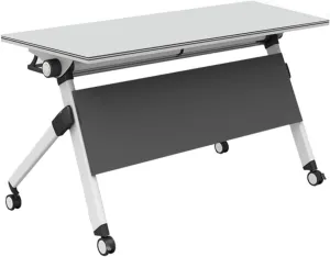 Folding Conference Table with Steel Frame, Multi-Functional Office Meeting Rollers and Stopper for Conference, Seminar, Use(120 * 55 * 75cm)