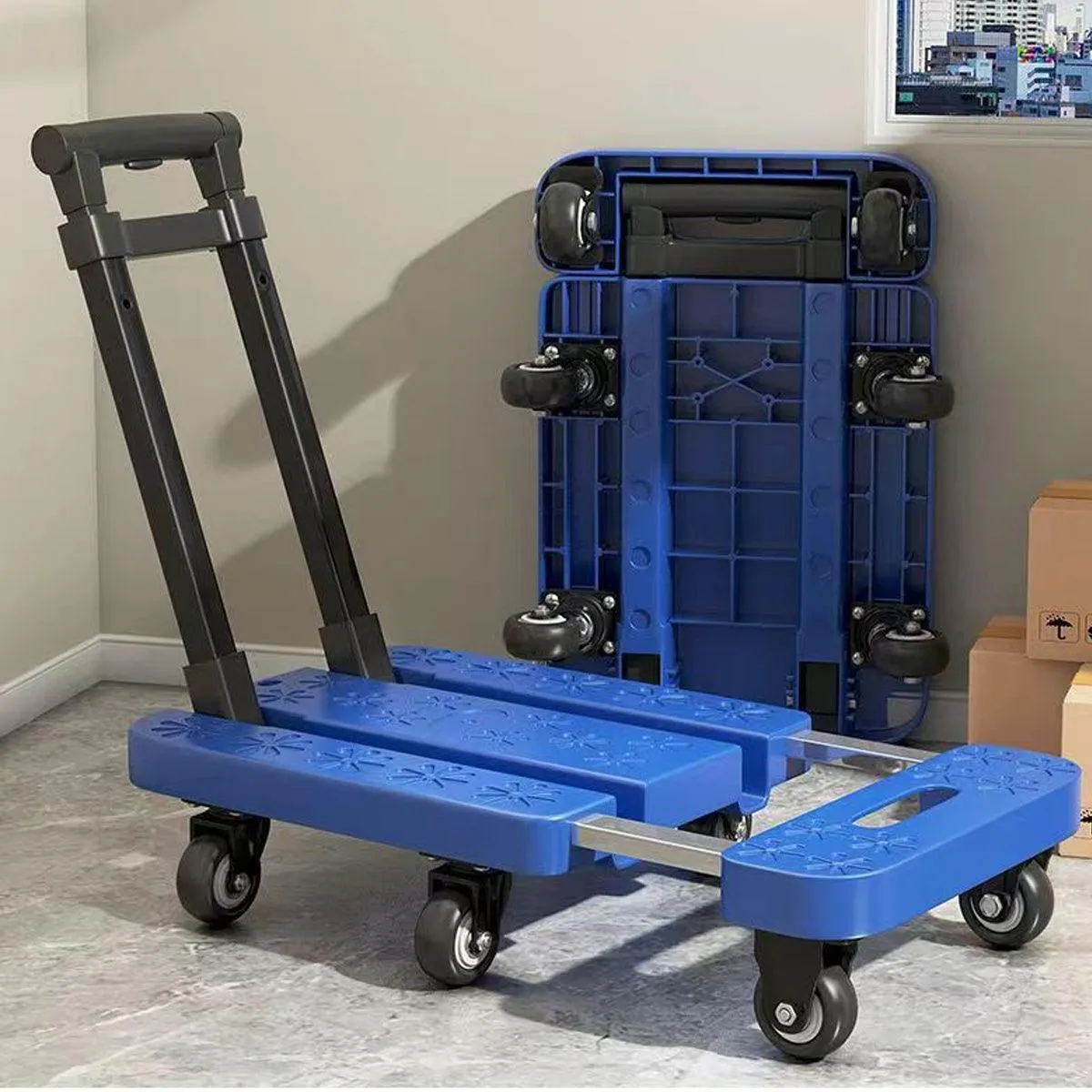 Folding Platform Trolley Heavy Duty Hand Truck Foldable Cart Push Dolly Movin