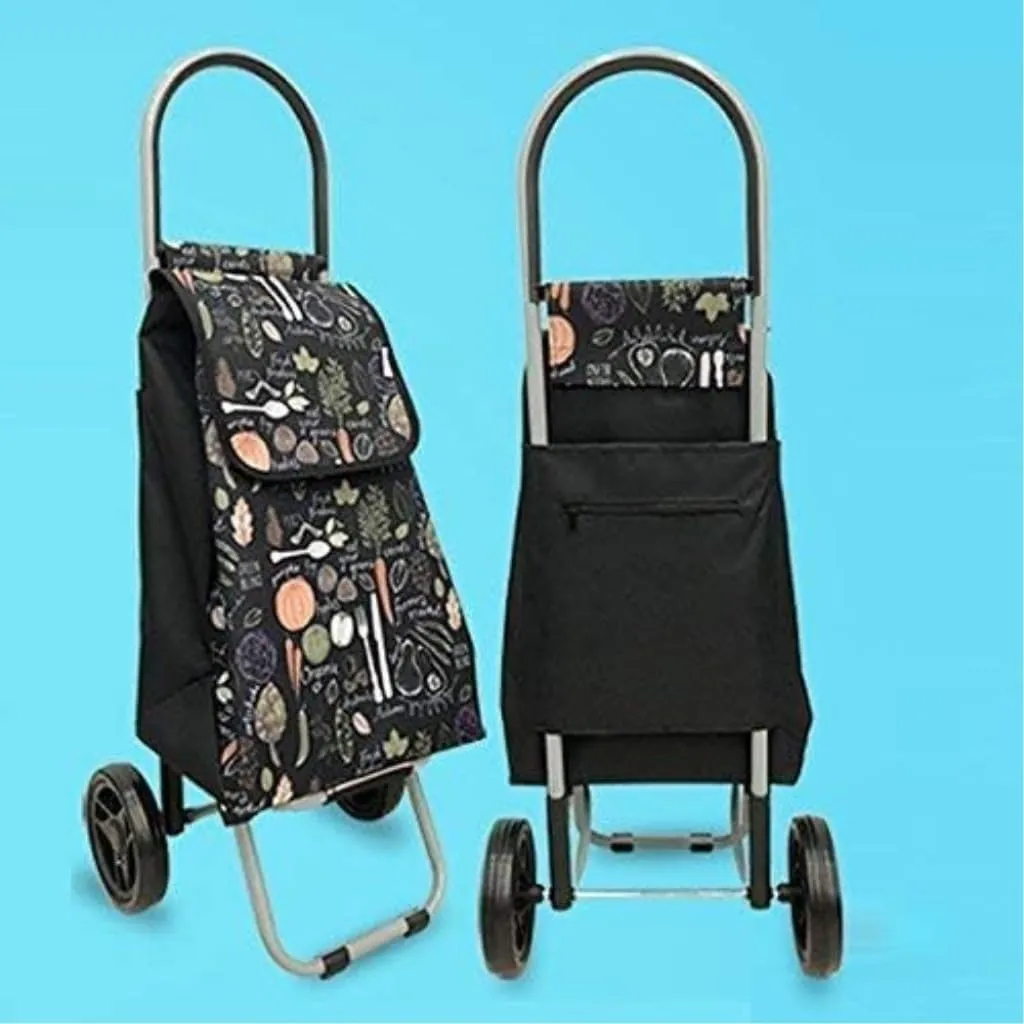 Folding Shopping Cart, Trolley Cart Shopping Trolley Stainless Steel Folding Trolley Large Capacity Waterproof Bag Station Wagon Grocery Utility Carts, 36*7*85cm