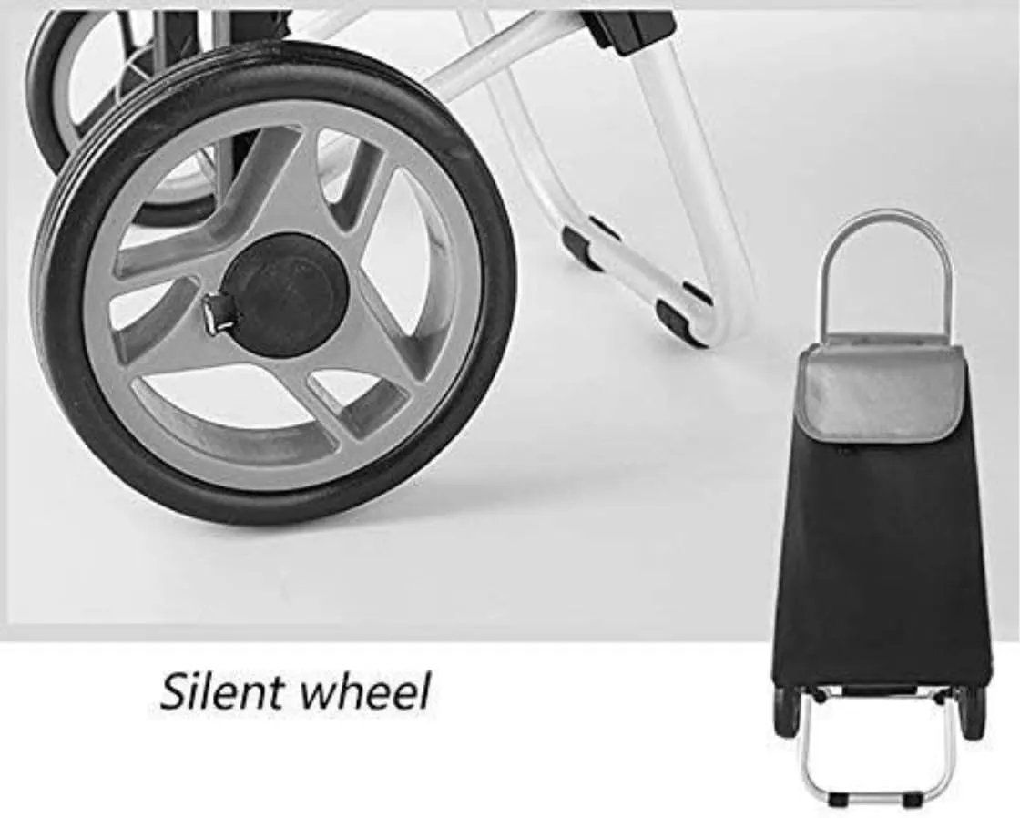 Folding Shopping Cart, Trolley Cart Shopping Trolley Stainless Steel Folding Trolley Large Capacity Waterproof Bag Station Wagon Grocery Utility Carts, 36*7*85cm