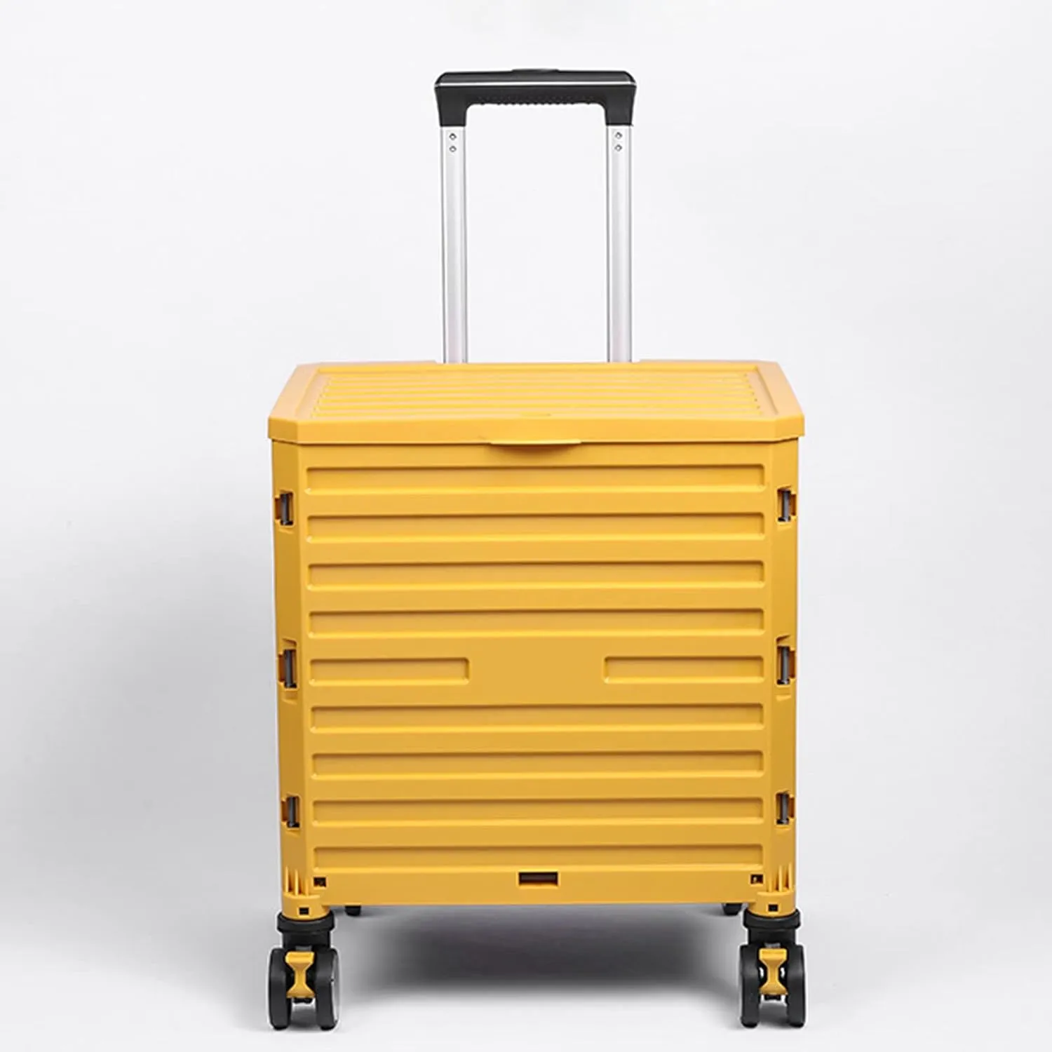 Folding Supermarket Shopping Trolley, Grocery Shopping Cart, with 4 Universal Wheels, Wear-Resistant-Noiseless-360°Rotatey, for Women or Men Travel Home Kitchen