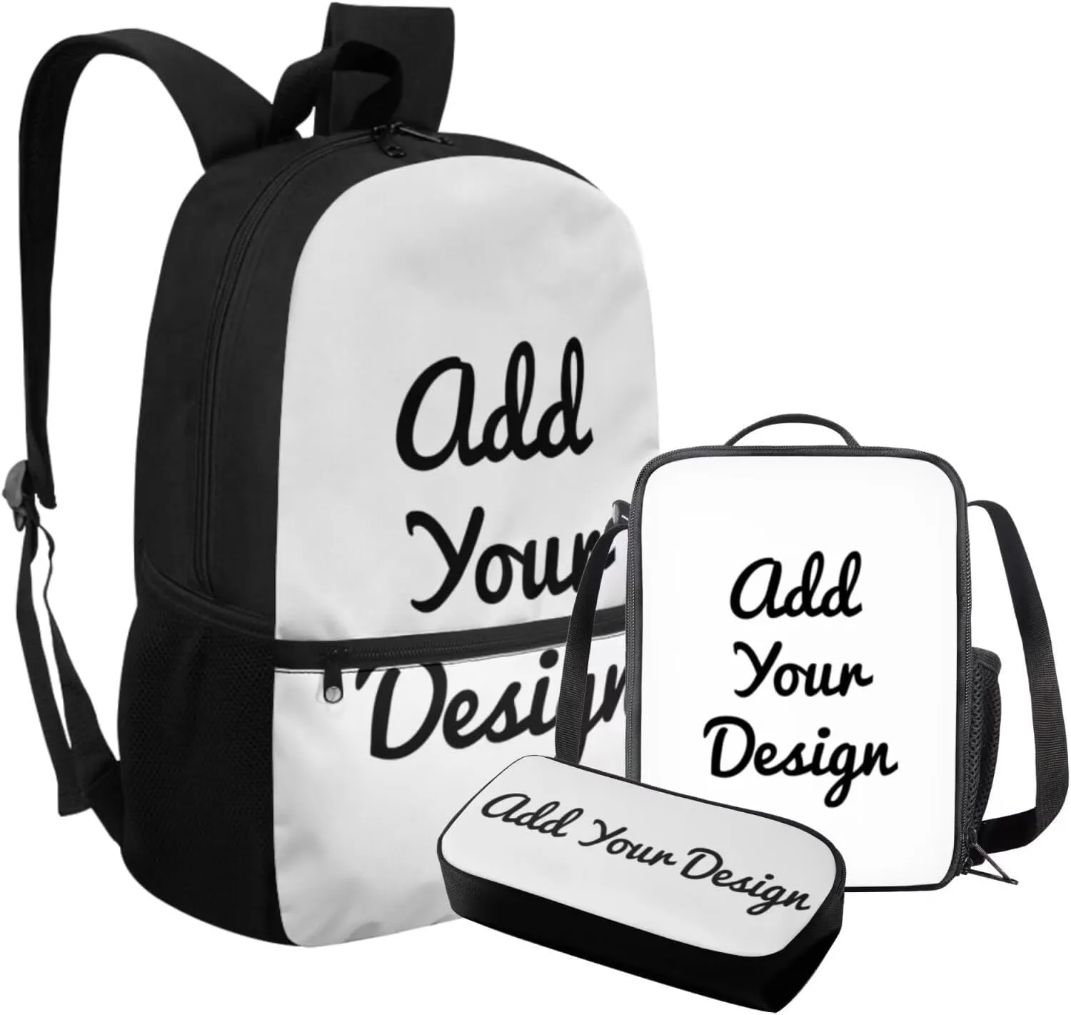 FOR U DESIGNS Custom Backpack School 3 in 1 Girls Personalized Bookbags Ages 9-12 Large Capacity 4th Grade School Bag Lunch Box Set Lightweight 17 Inch Back Pack