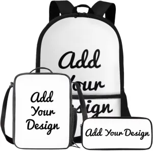 FOR U DESIGNS Custom Backpack School 3 in 1 Girls Personalized Bookbags Ages 9-12 Large Capacity 4th Grade School Bag Lunch Box Set Lightweight 17 Inch Back Pack