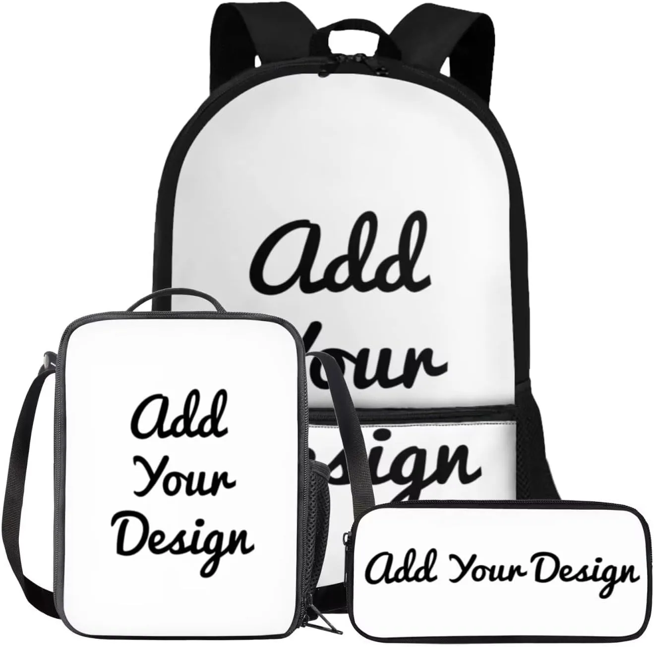 FOR U DESIGNS Custom Backpack School 3 in 1 Girls Personalized Bookbags Ages 9-12 Large Capacity 4th Grade School Bag Lunch Box Set Lightweight 17 Inch Back Pack