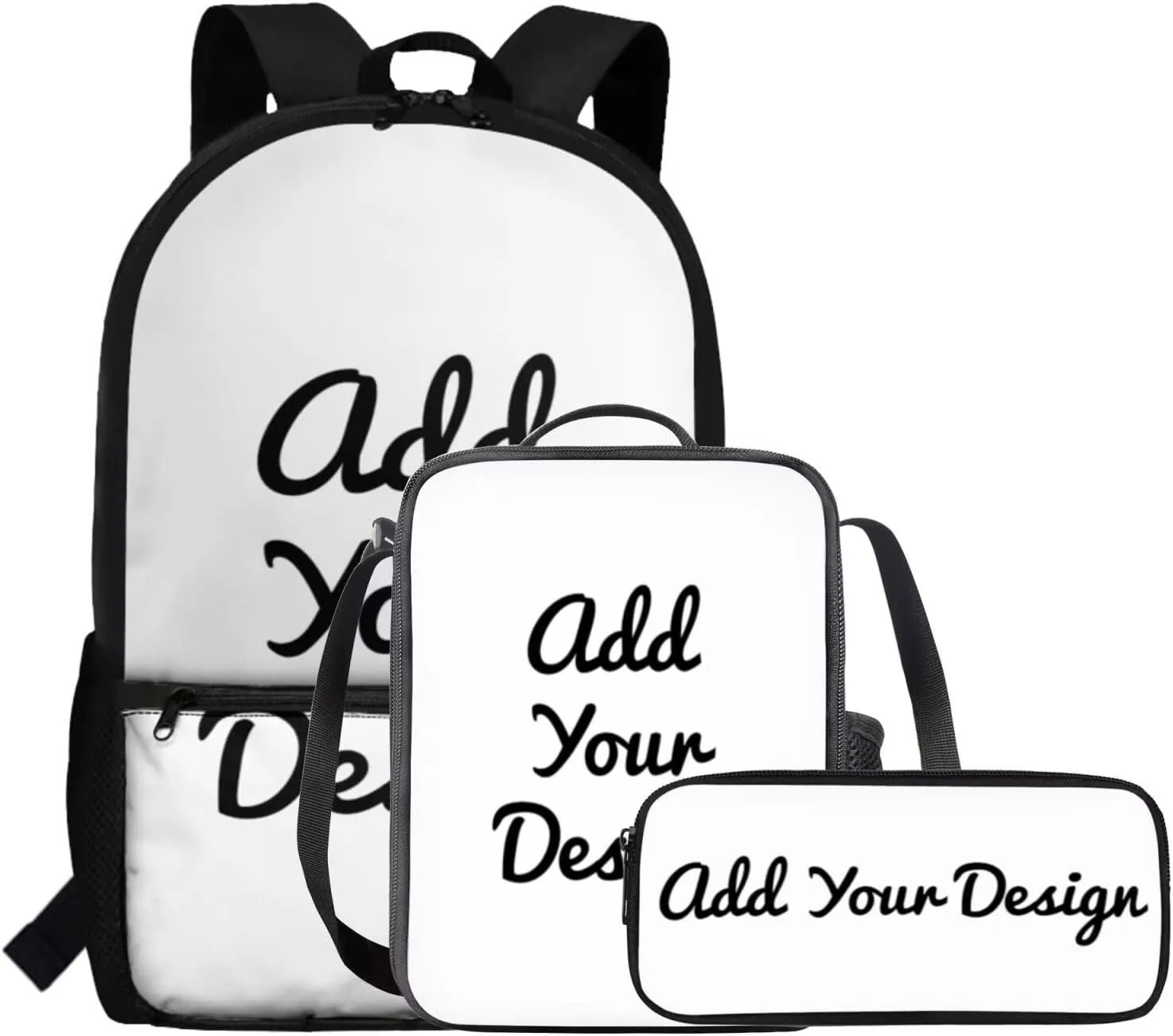 FOR U DESIGNS Custom Backpack School 3 in 1 Girls Personalized Bookbags Ages 9-12 Large Capacity 4th Grade School Bag Lunch Box Set Lightweight 17 Inch Back Pack