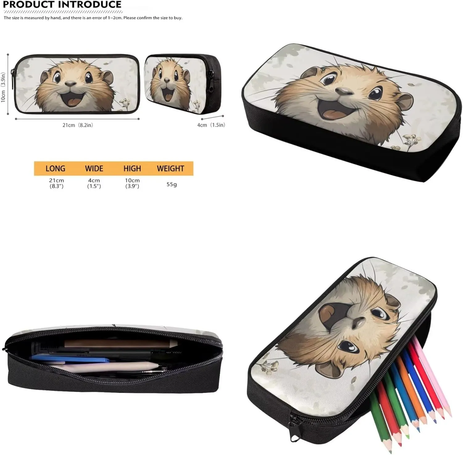 FOR U DESIGNS Cute Capybara Backpack for School 3 Piece Bookbag for Girls 7-8 Large Capacity 2nd Grade School Bag with Lunch Bag Set Lightweight 17 Inch School Supplies
