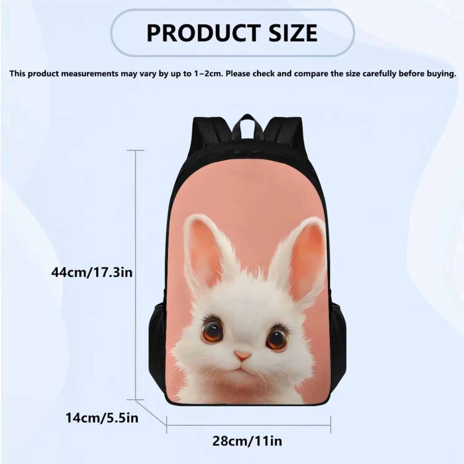 FOR U DESIGNS Kindergarten Backpack for Girls Bunny Cute Bookbag and Lunch Box Set 4 Piece Kawaii School Bag for 1st Grade Girls Book Bags for Kids 17 Inch