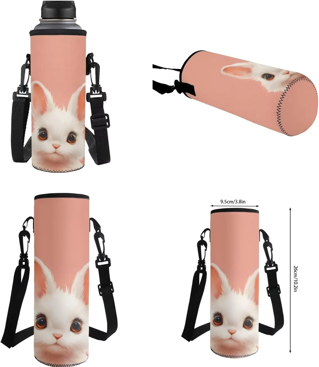 FOR U DESIGNS Kindergarten Backpack for Girls Bunny Cute Bookbag and Lunch Box Set 4 Piece Kawaii School Bag for 1st Grade Girls Book Bags for Kids 17 Inch