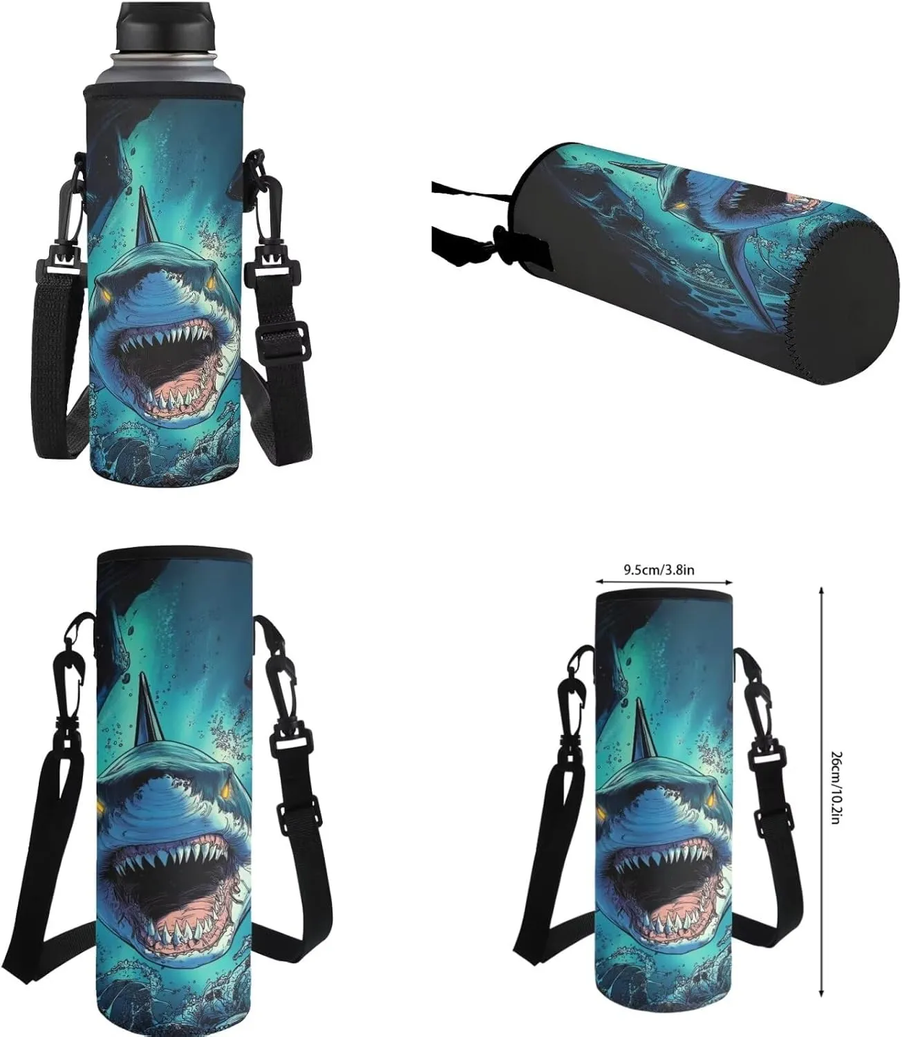 FOR U DESIGNS Shark Backpack for Boys 12-14 Large Capacity School Bookbag and Lunchbox 4 Piece School Bag Set 17 Inch Book Bag for 6th Grade Cool Travel Rucksack